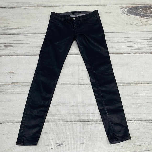 J Brand Jeans Jeggings Leggings Black Sheen Skinny Leg Size 25 - Picture 3 of 10